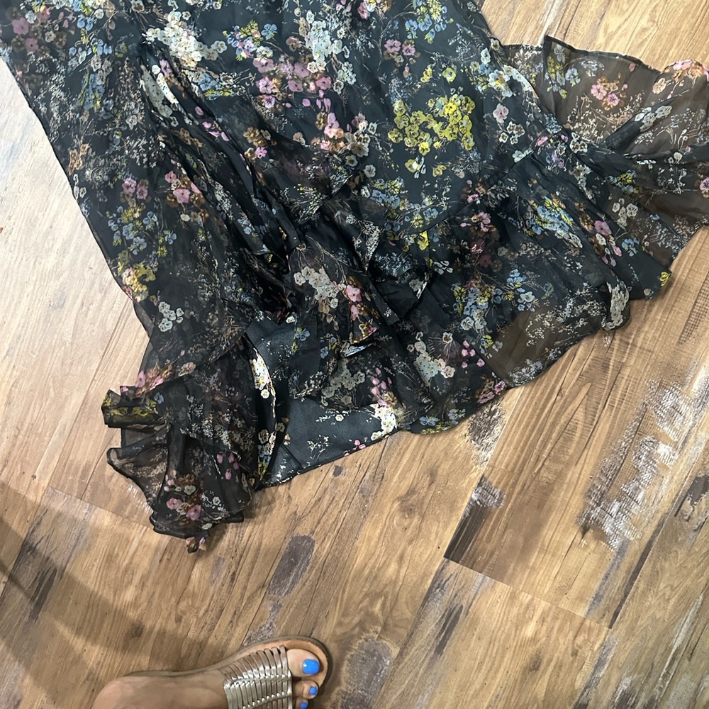 Cinq à Sept Black Floral Ruffle Maxi Dress - Picture 12 of 14